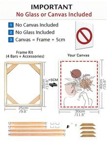 SURELIFE 1 套（4 根木条）DIY 画布画框套件，仅含画框套件，不含画布或玻璃，易于组装，画布尺寸应比画框大 5 厘米，适用于画布绘画，尺寸：30x40、40x60、50x70 厘米（12x16、16x24、20x28 英寸） - 彩色 - 查看 16