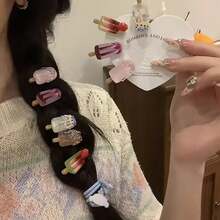10个可爱迷你冰淇淋发夹，创意趣味冰棒刘海夹，卡通ins风高品质发饰 - C - 查看 5