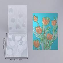 Plantilla de relieve en 3D con flores degradadas, para hacer álbumes de fotos, tarjetas y carpetas de artesanía con textura en 3D, ideal para entusiastas de la manualidad - Multicolor - Ver 13