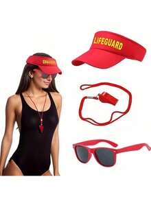 Bộ trang phục cứu hộ mùa hè 3/5 món, trang phục hóa trang kỳ nghỉ vui nhộn bao gồm mũ đi biển, kính thời trang màu đỏ, còi, túi đựng ván lướt sóng, trang phục đi nghỉ mát trên biển. Bộ trang phục cứu hộ mùa hè - 3/5 món: Mũ đỏ, kính thời trang, còi, băng đeo cổ tay và túi đựng ván lướt sóng, trang phục lướt sóng kỳ nghỉ, trang phục hóa trang dự tiệc. - Nhiều màu - Xem 8