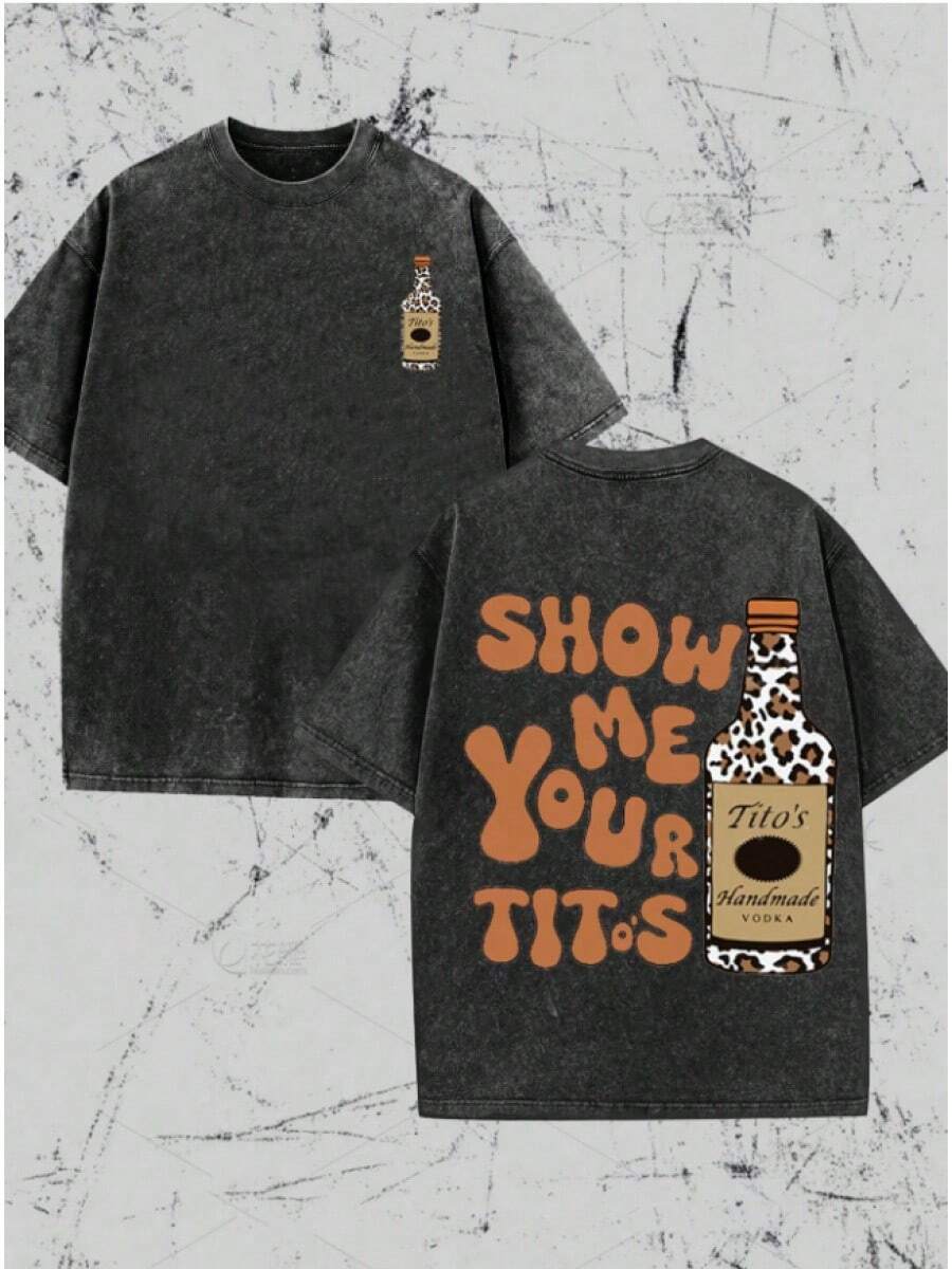 Vintage Vintage Style, Tito's Vodka Enthusiast, Leopard Print Elements, SHOW ME YOU TITOS Humorous Text Memes, Washed Double-Sided Printed Vintage T-Shirt..…. Retro Loose T-Shirt, Men's Casual Style T-Shirt, Machine Washable And Washable Old T-Shirt; Cool Design Pattern T-Shirt, Durable And Comfortable Fabric, Street Fashion Sense, A Must-Have For Street Style Enthusiasts, Top-Level Sportswear, Suitable For Daily Commuting, Dating, Leisure Matching, Suitable For Holiday Gift Giving, The First Choice For Gift Giving. - a - Xem 1