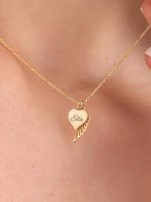 1 chiếc vòng cổ hình cánh thiên thần khắc tên và mặt dây chuyền hình trái tim, trang sức nữ phong cách Boho thanh lịch, vòng cổ tùy chỉnh, tên tùy chỉnh, vòng cổ nữ, trang sức nữ, quà tặng Ngày của Mẹ, quà tặng Ngày Valentine, quà tặng cá nhân hóa - Nhiều màu - Xem 10