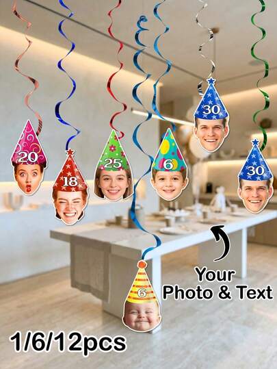 Đồ trang trí treo hình xoắn ốc/ảnh khuôn mặt tùy chỉnh, đồ trang trí treo hình xoắn ốc cho tiệc sinh nhật, đồ trang trí hành lang hình xoắn ốc, hoa treo nhiều màu, đồ trang trí treo trong nhà, đồ trang trí trần nhà cho tiệc tùng, đồ trang trí mũ sinh nhật. Thích hợp cho tiệc Ngày của Mẹ/tiệc mừng em bé, lễ tốt nghiệp, đám cưới, trang trí tiệc sinh nhật. Màu bạc laser dành cho người lớn, đồ trang trí ngày lễ đa năng.