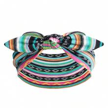 1pc Women's Headband, Bohemian Headband, Wide Headscarf, Scarf, Headband, African Style Striped Headscarf, Fashion Headband, Non-Slip Headband, Bow Knot Headband, Polyester Holiday Essential Hair Accessories Summer Beach Hair Bands - Multicolor - View 9