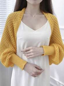 1 chiếc áo khoác cardigan dệt kim khoét lỗ màu trơn, tay dài, kiểu khăn choàng, chống nắng, có thể phối với mọi trang phục, tôn dáng, rất cần thiết cho các buổi đi chơi, thời trang và đa năng, thích hợp làm quà tặng cho bạn gái, bạn bè, phụ kiện nữ, quà tặng thú vị, quà tặng cá nhân hóa, quà tặng chu đáo - Màu be - Xem 17