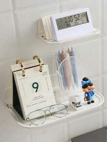 1 chiếc kệ treo tường gấp gọn, giá để đồ phòng tắm, giá để điện thoại cạnh giường ngủ trong nhà vệ sinh, giá để đồ không cần khoan cho ký túc xá, giá đỡ bộ định tuyến WiFi phòng tắm - trắng - Xem 6