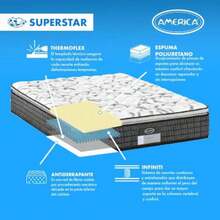Dormimundo Colchón América Superstar Confort Medio Thermoflex Colchoneta Pillow-Top Tela Antiácaros Tela Antiderrapante 5 Años de Garantía Queen Size - Tamaño queen - Ver 4