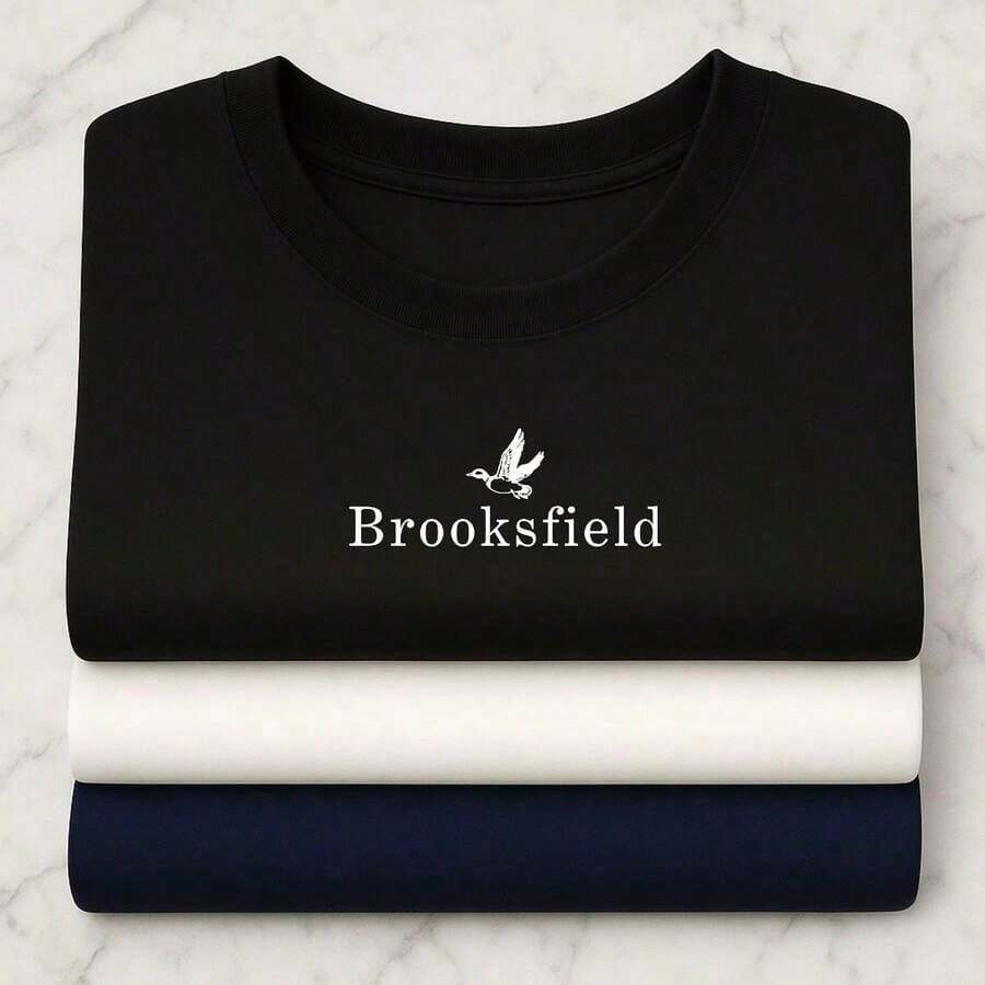 BROOKSFIELD 3-PACK CASUAL COTTON SUMMER T-SHIRTS IN BLACK, BLUE, AND WHITE - 黑色 - 查看 1