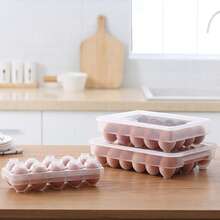 Contenedor de almacenamiento de huevos apilable de 20 rejillas con tapa, bandeja vertical para huevos de refrigerador, caja organizadora de conservación de alimentos de cocina - Ver 2