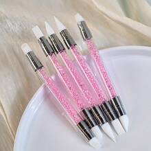 5支/套 粉色双头水钻美甲硅胶雕刻笔，3D花朵雕刻DIY美甲点钻笔 - 彩色 - 查看 4