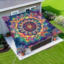 Large All-In-One Camping Canopy - Rainbow Mandala Pattern, Durable Polyester Material, Lightweight & Portable, Suitable For 4 People - Perfect For Camping, Beach, And Picnics - All Season Use - Vibrant & Durable Outdoor Accessory - Multicolor - View 2