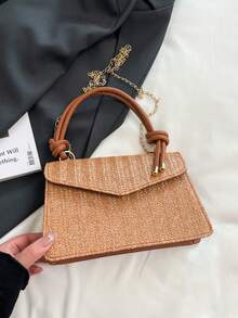 New Arrival High-Quality Vacation Style Chain Shoulder Bag, Korean Fashion Crossbody Handbag - Brown - View 8