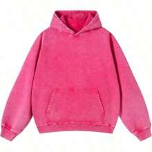 Men's Washed Distressed Pocket Hoodie Vintage Oversized Hoodie Acid Wash Cotton Pullover Hoodies For Streetwear Sweatshirts - Street Fashion - Hồng - Xem 1