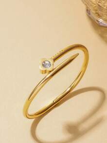 Bộ 3 vòng tay bằng thép không gỉ mạ vàng 18K đính đá Zirconia, bộ vòng tay thời trang dành cho nữ, thích hợp để đeo hàng ngày và làm quà tặng dịp lễ. - Vàng 2 - Xem 9