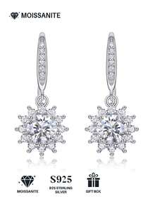Bông tai Moissanite bạc 925, bông tai đinh tán không gây dị ứng, thiết kế sang trọng độc đáo, chống oxy hóa, đa năng, quà tặng Ngày Valentine, Ngày của Mẹ, đám cưới, lễ đính hôn, sinh nhật, hộp quà kèm chứng nhận. - Bạc - Xem 2