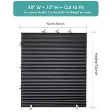 6 Pack Temporary Shades Pleated Paper Blinds For Indoor Windows Cut To Size Adhesive Paper Shades No Tools No Drilling For Office Bedroom Living Room 48" W X 72" H Black - Black - View 3