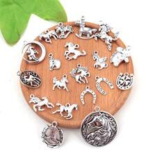 28/48 PCS Random Mixed Horse-Shaped Pendants, Vintage Alloy Horse Series Charms For Necklace, Bracelet And Earring Jewelry Making - A5668- - View 7