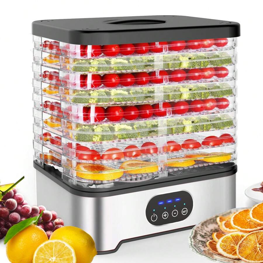 OBOVAY Pengering Makanan Elektrik 5 Tingkat dengan Timer Digital dan Kontrol Suhu, Cocok untuk Membuat Camilan Sehat, Buah-buahan, Sayuran, Daging, Rempah-rempah, dan Makanan Hewan Peliharaan