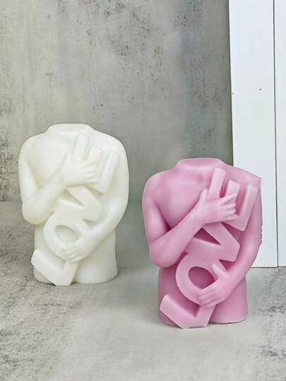 1pc New Love Shape Silicone Candle Mold, DIY Human Figure Minimalist Art Decor, Fragrance Stone Plaster Silicone Mold
