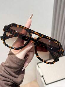 1副时尚复古高端棕色渐变双梁眼镜 - 彩色 - 查看 8