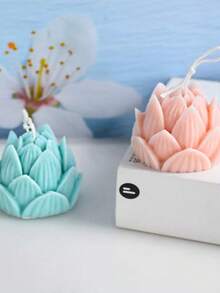 1个新款3D莲花形硅胶蜡烛模具，手工DIY节日装饰桌面家居摆件，节日礼物蜡烛硅胶模具 - A-白色 - 查看 6