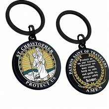 Gantungan Kunci Santo Kristoforus, Hadiah Doa Santo Pelindung untuk Keluarga, Teman, Pelancong, Pengemudi, Dapat Dipasang di Ransel, Dompet untuk Perjalanan - MultiWarna - View 4
