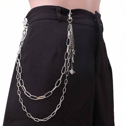 1pc Men's Starry Sky Theme Multi-Layer Alloy Waist Chain