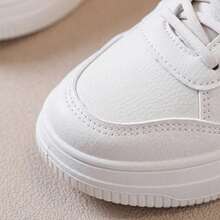 Tenis de mujer casuales con plataforma de suela gruesa para aumento de altura, zapatillas blancas mujer de cuero sintético PU con diseño retro de combinación de colores y cordones, zapatos para mujer calzado deportivo cómodo transpirable y antideslizante, tenis deportivos para mujer oferta ligeros y versátiles para uso diario de estilo casual y moda. - Rosa Fucsia - Ver 7