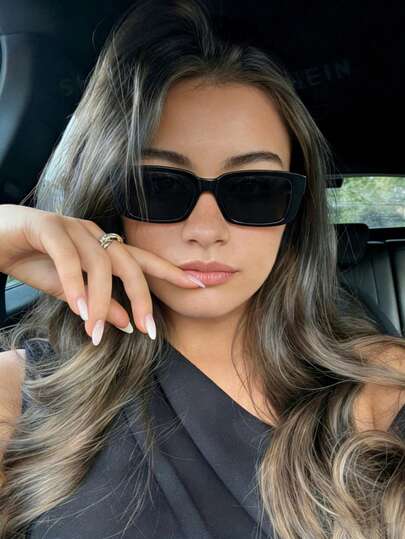 1 pieza Gafas cuadradas de estilo coreano clásico retro con decoración de araña de cristal, para uso diario, playa, vacaciones y viajes al aire libre