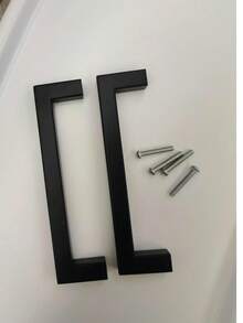 4pcs Black Square Stainless Steel Cabinet Handles, Furniture Hardware Accessories, Kitchen Cabinet/Drawer Pulls - Black - View 13