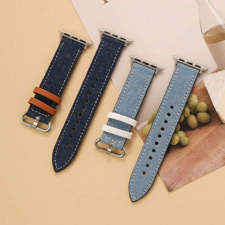 帆布替换表带,兼容 Series 1-11 SE Ultra 3 2,兼容 49mm、46mm、45mm、44mm、42mm、41mm、40mm 和 38mm 尺寸的 表带 - 彩色 - 查看 1