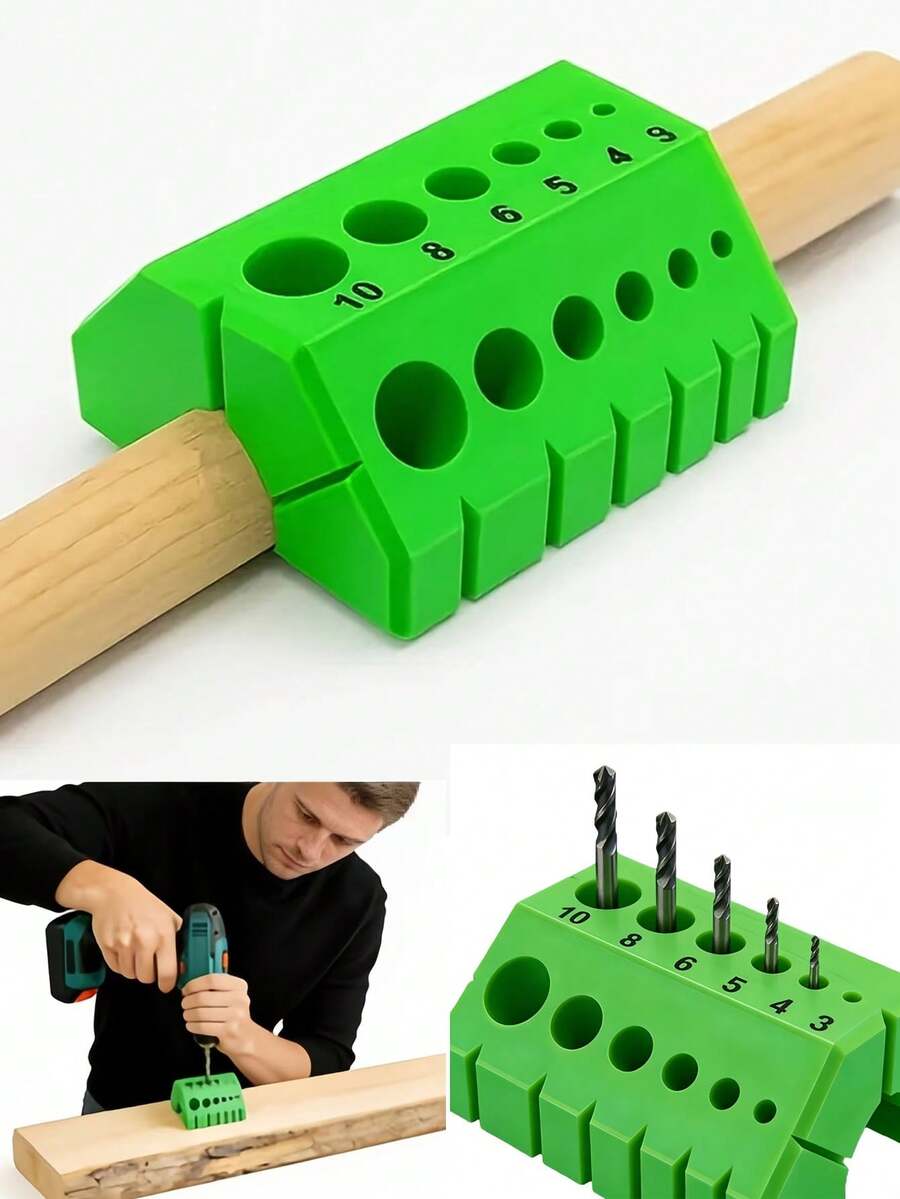 1 cái dụng cụ dẫn hướng khoan chính xác 45° và 90°. Có hệ thống căn chỉnh bằng nhựa bền chắc với các chỉ số số, có thể sử dụng với máy khoan điện để hỗ trợ khoan chính xác. Thích hợp cho việc làm các mối nối góc, xây dựng khung và lắp đặt sàn. - A - Xem 1
