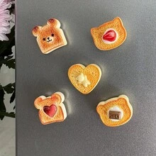 5 pezzi Calamite da frigo in resina a forma di toast cartoni animati, calamite creative, calamite decorative carine, adatte per frigorifero in cucina e ufficio - 5Pcs - Visualizzare 4