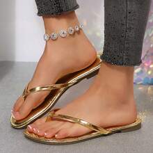 Womens Flip Flops Thong Sandals Shoes Flats For Ladies Slides Lightweight Slippers Summer Casual Beach Dressy Sandals - 金色 - 查看 3