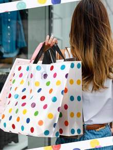 10/20pcs Colorful Polka Dot Gift Bags, Made Of Durable Plastic, Suitable For Fashion Gifts, Shopping And Party Favors. These Portable Gift Bags Are Perfect For Holidays, Celebrations And Daily Use, Great For Holiday Party Giveaways - Polka Dots - View 7
