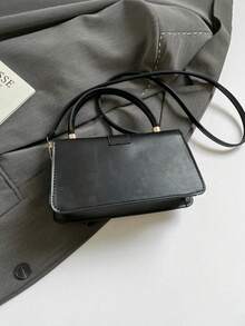 Fashionable Small Square Handbag For Women, New Casual Texture Commuter Bag, Minimalist Shoulder Crossbody Bag - Black - View 10