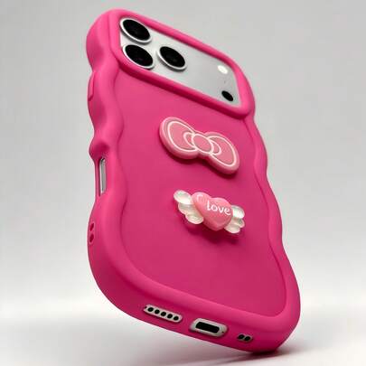 1个创意翅膀和爱心设计，蝴蝶结波浪边简约大孔，兼容苹果7/8/X/XR/XS Max/11/12/13/14/15/16/17 Pro Max、三星Galaxy A14/A15/A16/A17/A04/A05/A06/A07/A54/A55/A56/A34/A35A/36/S25/S25 Plus/S25 Ultra、A54、G13/14/15 软全包手机壳