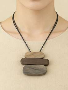 1 chiếc dây chuyền mặt dài phong cách Bohemian, phụ kiện dây chuyền áo len hình học cổ điển mang đến vẻ sang trọng. - Xám - Xem 3