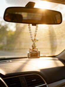 1pc Car Interior Accessories Alloy Perfume Bottle Pendant Bow Decor Rearview Mirror Hanging Ornament For Vehicle Interior - One Size 2 - View 7