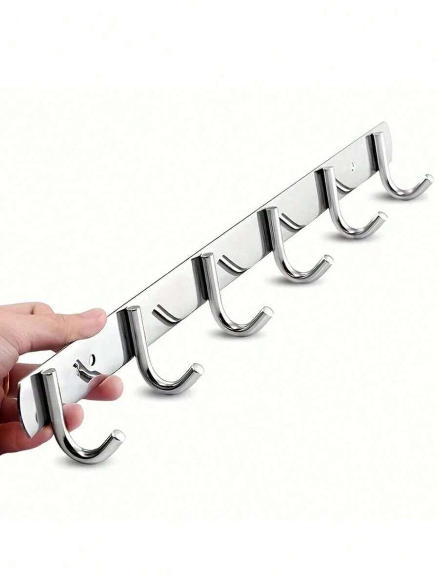1pc 304 Stainless Steel Wall Mounted Clothes Hanger Hook, Suitable For Kitchen, Bathroom, Coats, Towel Hooks, Bathroom Towel And Kitchen Utensil Hooks - Multicolor - View 1