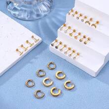 ORAZIO 15对耳骨环耳环套装，男女通用，20G医用钢材质，镶嵌锆石，平底耳钉，耳骨穿刺饰品 - 彩色 - 查看 2