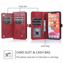 For IPhone 17/17 Air/17 Pro Max/16/11/12/13/14/15 Pro Max/15 Plus/13 Mini Wallet Case, Wireless Charging Compatible, Flip Folio Leather-Style Phone Case With Card Holder, Magnetic Closure Credit Card Slot, Protective Wallet Cover, Best Choice For Holidays And Birthday Gifts - 淡紫色 - 查看 4