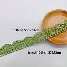 Dây ruy băng ren thêu - Dài 3 thước Anh, rộng 0,82 inch, họa tiết hoa nửa hình tròn viền đơn, nhiều màu sắc khác nhau, dùng cho quần áo trẻ em và đồ thủ công - Trắng, Đỏ, Đen, Hồng đào, Đỏ tía, Mơ, Xám, Xanh nhạt, Xanh lá cây, Tím nhạt - nhiều màu - Xem 2
