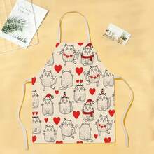 1 chiếc tạp dề hình trái tim họa tiết mèo, tạp dề in hình thời trang ngộ nghĩnh, tạp dề nhà bếp dùng khi nấu nướng, dọn dẹp, tạp dề gia đình sáng tạo. - Nhiều màu - Xem 8