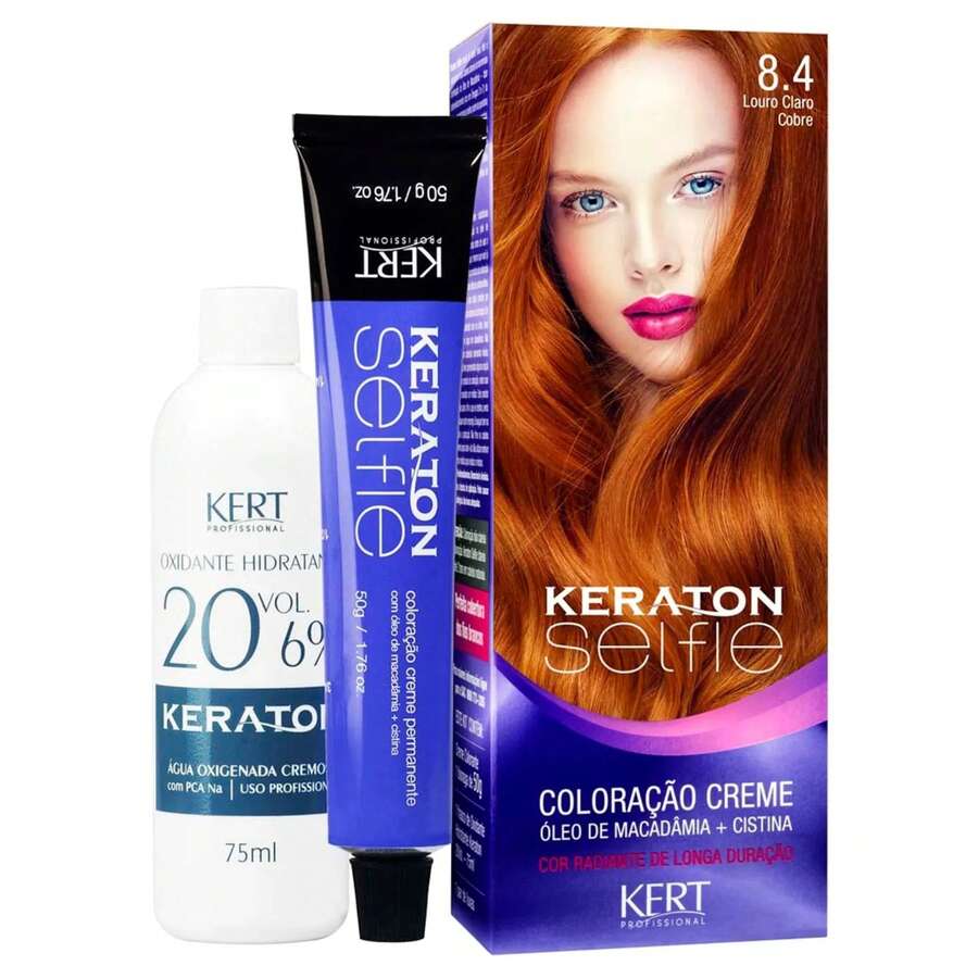 Keraton Selfie Hair Dye - Full Gray Coverage - Choose Your Color - 8.4 Light Blonde Copper - View 1