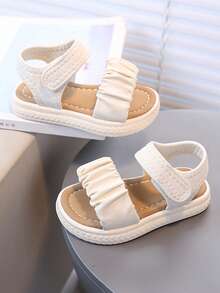 1 Pair Kids' Colorful Beach Sandals, New Summer Fashion Open Toe Outdoor Soft Bottom Non-Slip Beach Shoes For Girls - Beige - View 1