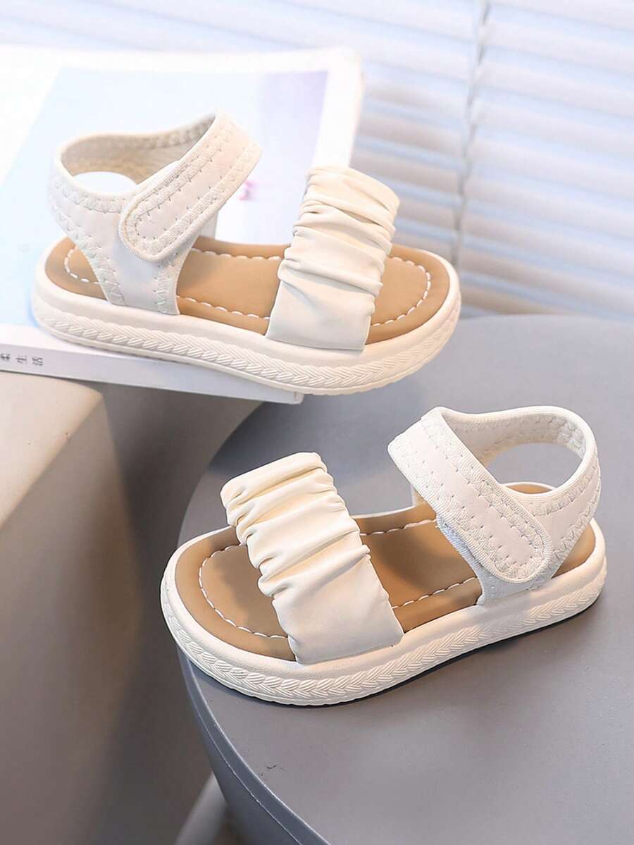 1 Pair Kids' Colorful Beach Sandals, New Summer Fashion Open Toe Outdoor Soft Bottom Non-Slip Beach Shoes For Girls - Beige - View 1