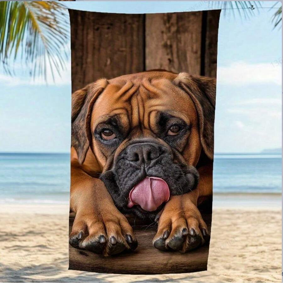Extra Large, Super Absorbent Beach Towel With Elegant Pug Print, Comfortable Quick-Dry, Thick & Soft, Sand-Free, Ideal For Men And Women At Beach, Pool, Swimming, Bathing, Travel, Picnic And Camping - 1 - View 1