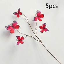 5 cành cây khô nhân tạo có hình bướm, dùng trang trí cửa sổ và sân vườn, hình bướm 3D sống động như thật. - Nhiều màu - Xem 40