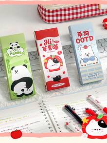 4pcs Cute Cartoon Animal Hide And Seek Retractable Gel Pen Set, ST Nib, 0.5mm Black Ink, Replaceable Refills Design, Quick Dry Smooth Writing For Children As A Gift, Practicing Handwriting - Multicolor - View 4